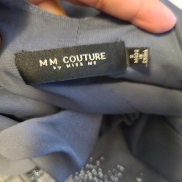 MM Couture by Miss Me Beaded Cocktail Dress Gray Size Small - Picture 4 of 5